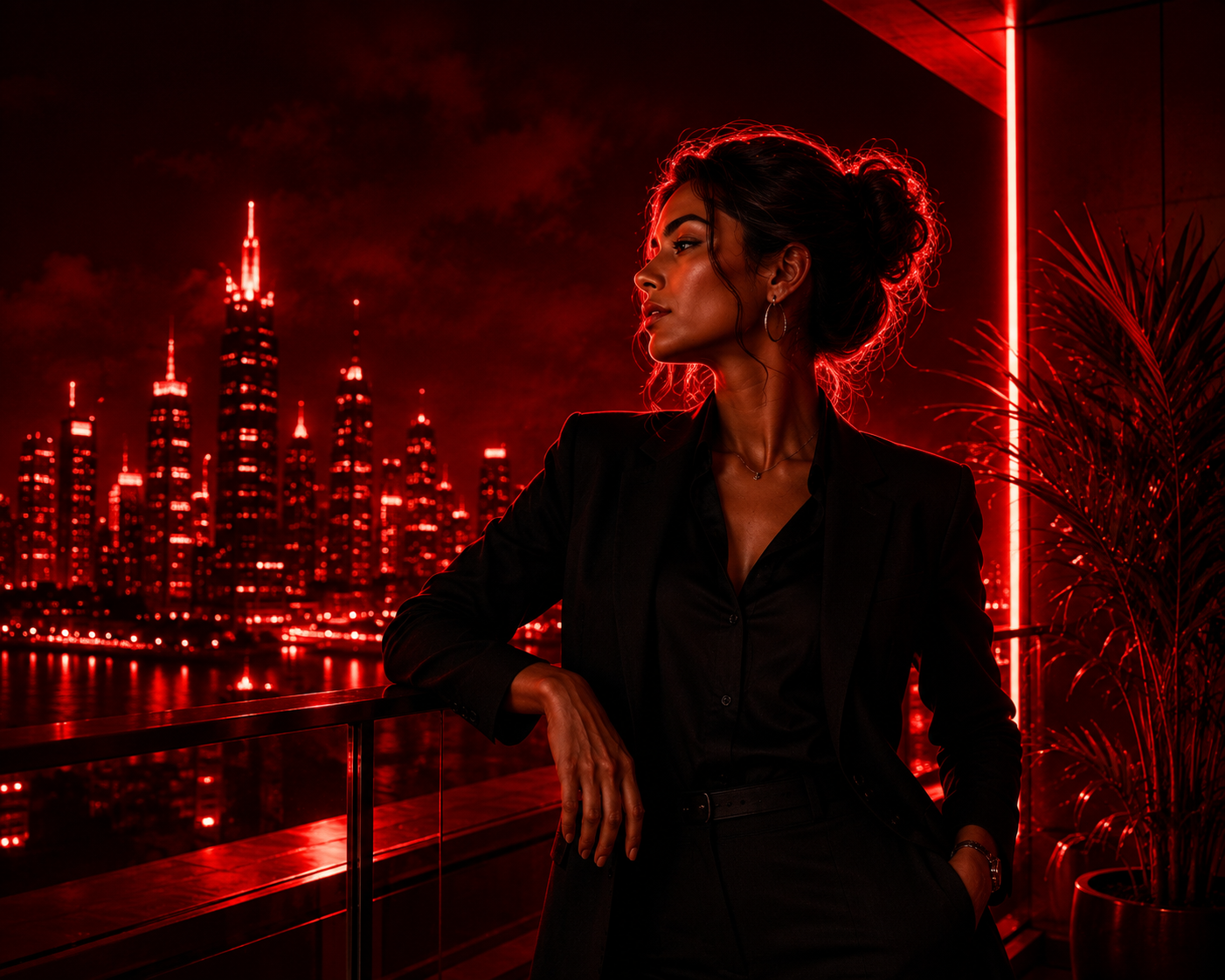 WWEC cover image for “The marks, written correctly.” — a brand portrait of a woman against a red-toned city skyline