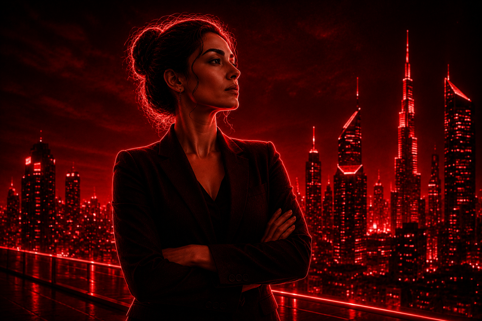 WWEC cover image for “WWEC Workplace Excellence Truth Map™” — a professional woman with arms crossed before red-toned skyscrapers