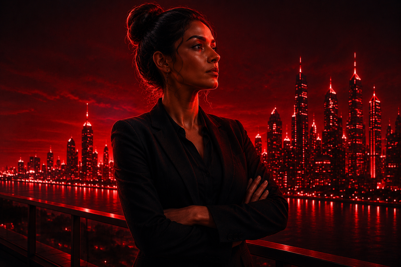 WWEC cover image for “Know what your workplace feels like — not just what it says.” — a professional woman standing confidently before a red-lit city skyline