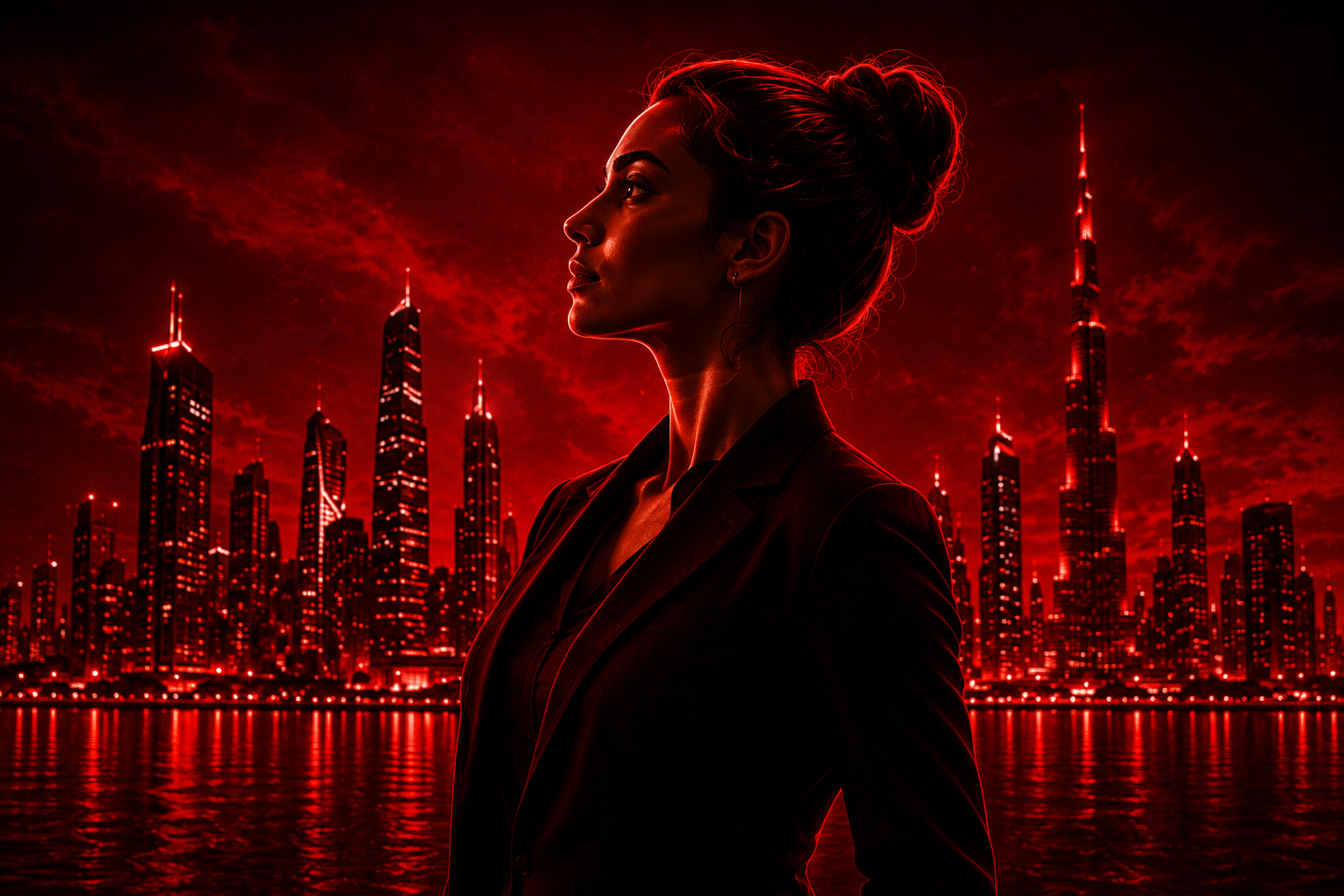 WWEC cover image for “From certification to benchmarking.” — a red-lit profile portrait of a woman against a night city skyline