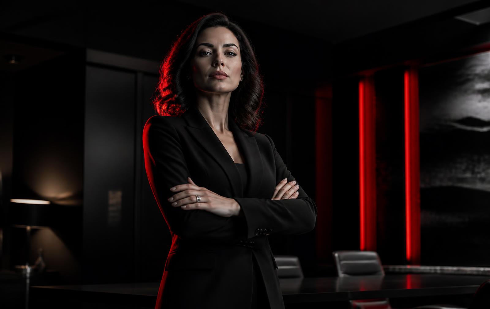 Woman leader standing in a boardroom